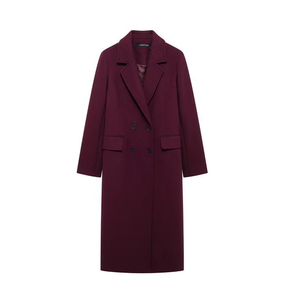 Aideen Burgundy Woolen Maxi Coat – watereverysunday