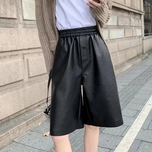 Basic Faux Leather Half Pants – watereverysunday