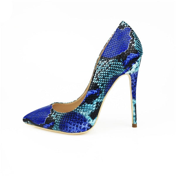 Blue sale snakeskin heels