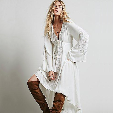 Boho Embroidery Folk Dress Black / S Boho Embroidery Folk Dress Black / S