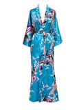 Floral Kimono Maxi Satin Silk Robe watereverysunday