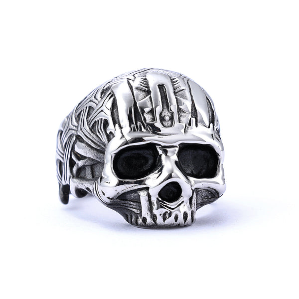 USUASI Stainless Steel Gothic Cross Skull Ring For Men & Women - Size 8-14, Gold-Steel Color