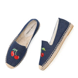 Cherry Embroidery Denim Espadrille Loafers
