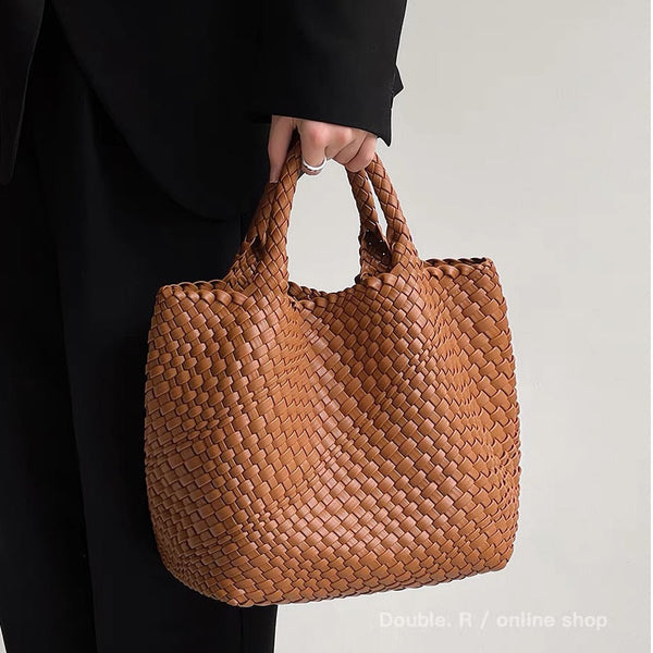 embassy travel gear faux leather 21 tote bag Ibiza Faux Leather Woven Tote