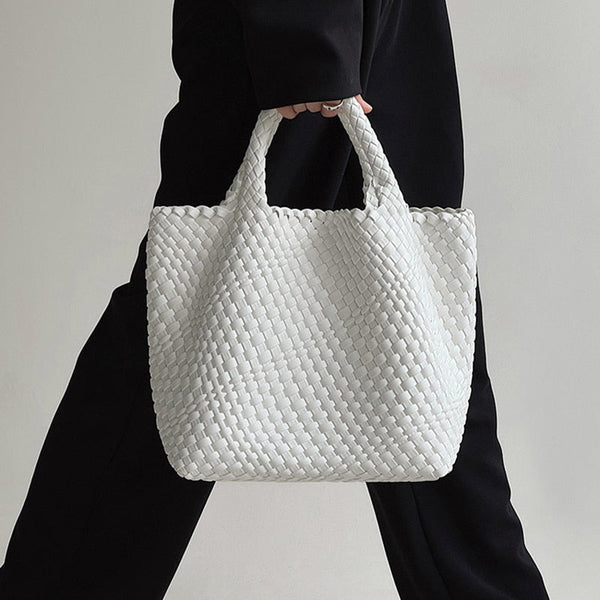 embassy travel gear faux leather 21 tote bag Ibiza Faux Leather Woven Tote