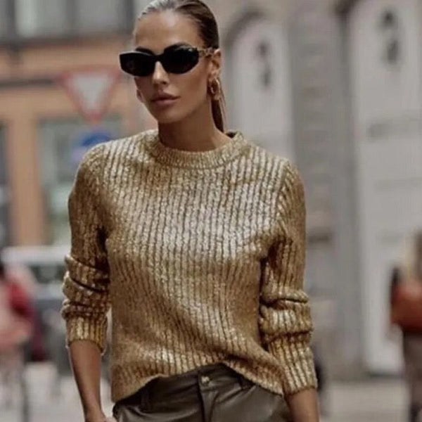 Metallic gold outlet sweater