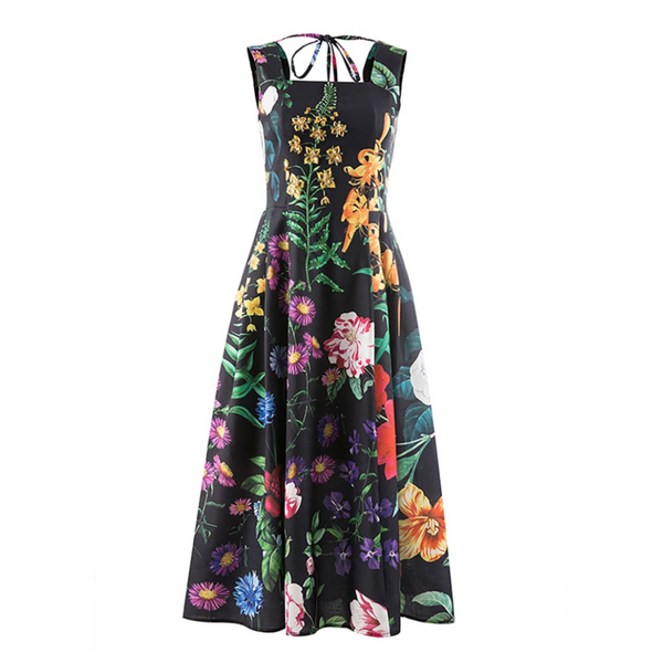 Malena Dark Spring Floral Dress watereverysunday Malena Dark Spring Floral Dress watereverysunday