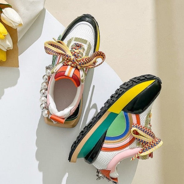 Nicola Pearl Laced Sneakers - 2 Colors – watereverysunday