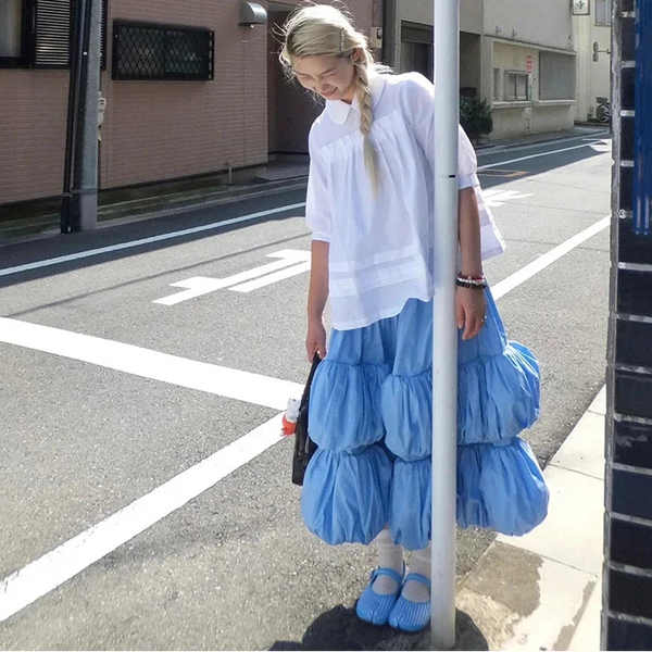 Annette Blue Tiered Balloon Skirt – watereverysunday
