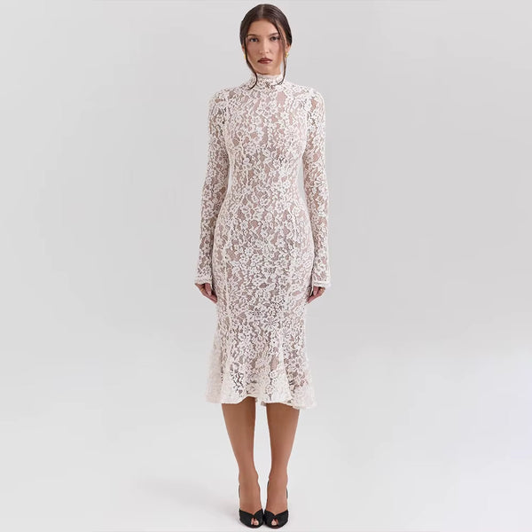 Mikaela Victorian Lace Midi Dress White / M
