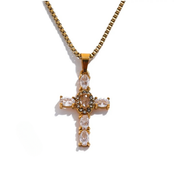 Luxe Cubic Zirconia Cross Pendant Necklace