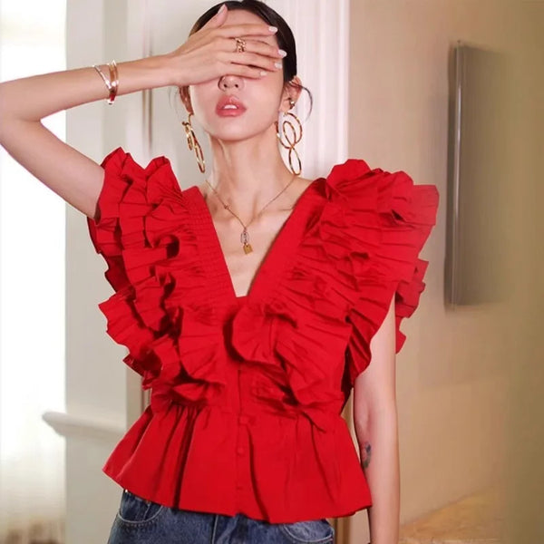 Mirielle Ruffle Butterfly Frill Blouse – watereverysunday