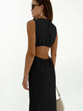 Tansy Twist Front Waist Cut Out Sleeveless Dress