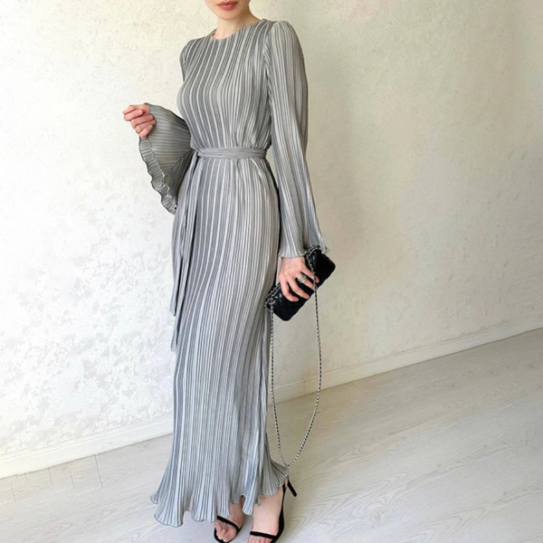 Hollis Pleated Ruffle Sleeves Maxi Dress Royal Blue / S