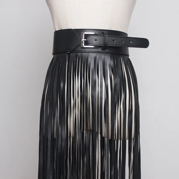 Nadine Faux Leather Tassel Skirt Belt – watereverysunday