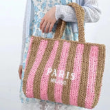 Paris Straw Knit Shopper Totes