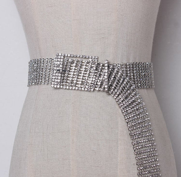 silver sparkly belt for dress Adalynn Double O-Ring Rhinestone Chain Belt, SP Sophia Silver Chain Belt Collection