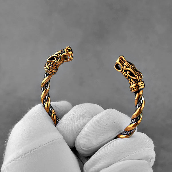 Viking Dragon Head Thin Braid Cuff Bracelet – watereverysunday
