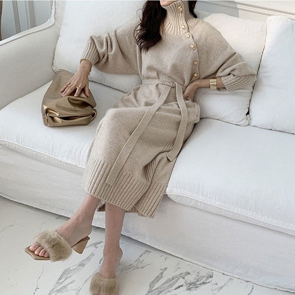 Zoe Side Button Funnel Neck Sweater Dress – watereverysunday