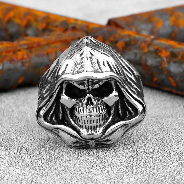 Skull Vines Grim Reaper Gothic Biker Ring – Men's, Silver Tone, Zinc Alloy, Unbranded