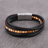 Beaded Woven Leather Bracelet