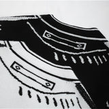 2D Drawing Print Intarsia Cardigan - 2 Colors - watereverysunday