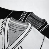 2D Drawing Print Intarsia Cardigan - 2 Colors - watereverysunday