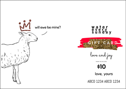 WATEREVERYSUNDAY Gift Card - Love Sheep