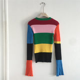 Paige Rainbow Stripe Retro Knit Sweater