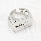 Abstract Face Pair Minimalist Ring Set - Silver or Gold watereverysunday