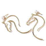 Abstract Horse-Figure and Pearl Earrings watereverysunday