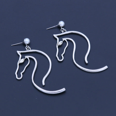 Abstract Horse-Figure and Pearl Earrings watereverysunday