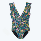 Farrah Green Floral Ruffle One-Piece Swimsuit
