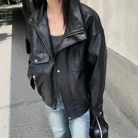 Addie Faux Leather Bomber Jacket