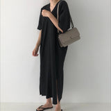Aemie Casual V-Neck Linen Sack Dress - 2 Colors watereverysunday
