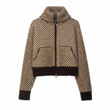 Afonso Woolen Plaid Knit Bomber Jacket