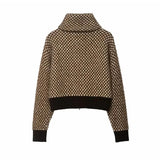 Afonso Woolen Plaid Knit Bomber Jacket