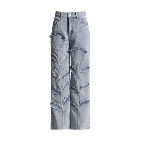 Aleki Tulip Flower Applique Jeans