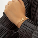 Ama Cross with Pearl Bracelet - Gold or Silver watereverysunday