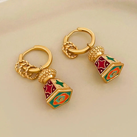 Amara Enamel Lantern Hoop Earrings
