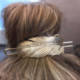 Amari Metal Feather Pattern Hair Bun Cuff - Gold or Silver watereverysunday