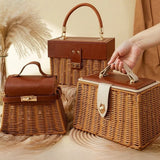 Amelie Woven Rattan Top Handle Bags