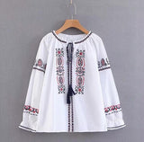 Angkasa Folk Embroidery Tassel Blouse - 3 Colors watereverysunday