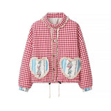Anica Plaid Heart Patchwork  Parkas Quilted Jacket
