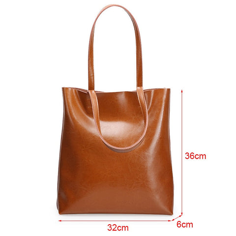 Anika Genuine Leather Shopper Tote Bags - 6 Colors