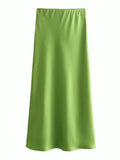 Anna Elegant Basic Maxi Satin Skirts