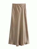 Anna Elegant Basic Maxi Satin Skirts