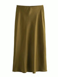Anna Elegant Basic Maxi Satin Skirts