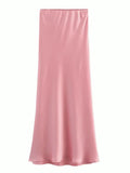Anna Elegant Basic Maxi Satin Skirts