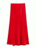 Anna Elegant Basic Maxi Satin Skirts